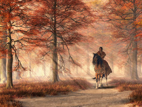 Riding on the autumn trail