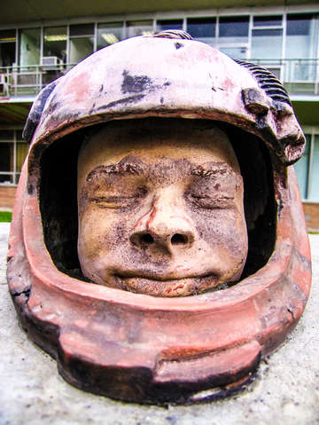 Helmet head sculpture