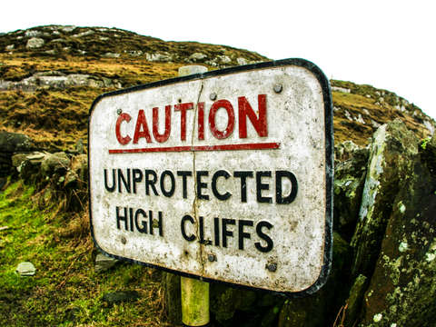 Unprotected high cliffs