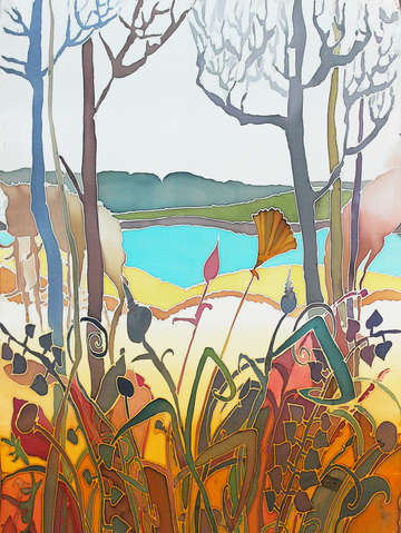 Honey autumn original painting on silk