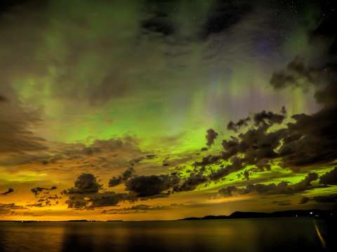 Green and violet aurora