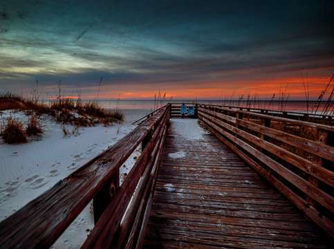 Red walk to the red sunrise