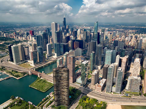 Downtown chicago aerial