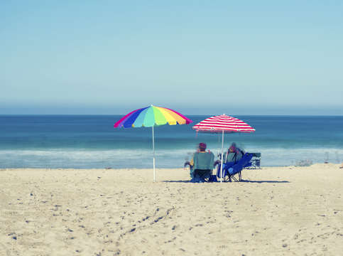 Under the umbrellas