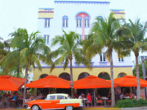 Red awnings