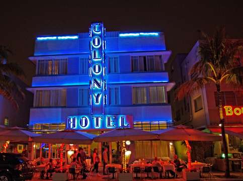 Colony hotel at night