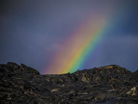 Rainbow over volcano