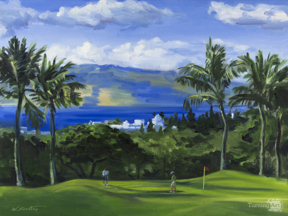 Two guys on the green at wailea emerald course mau