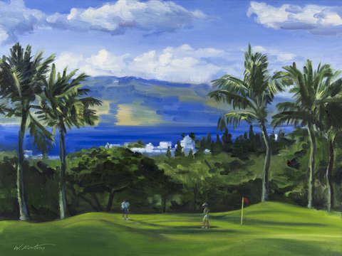 Two guys on the green at wailea emerald course mau