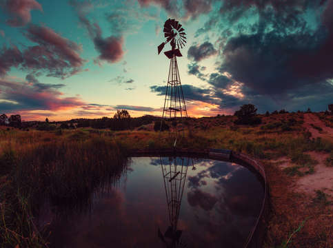 Windmill sunset