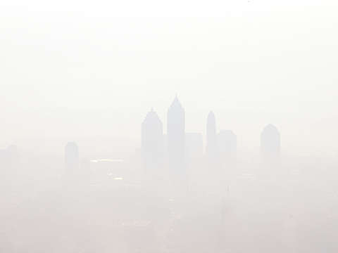 Foggy atlanta cityscape
