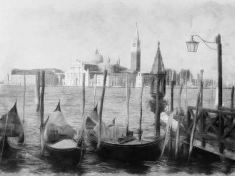Black white gondolas
