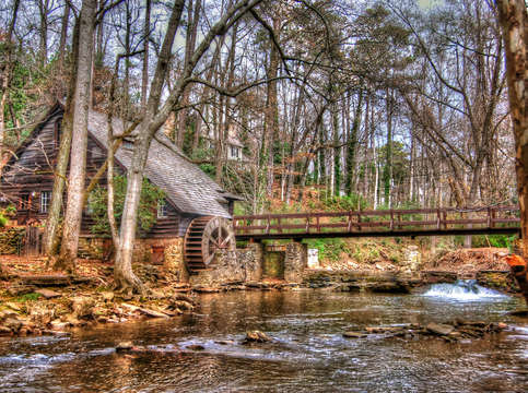 Waterwheel in birmingham with river