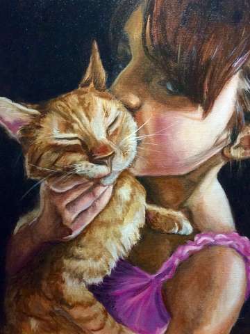 The red cat and his girl