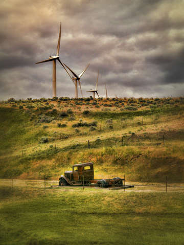 Old truck windmills