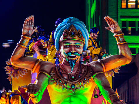 Mardi gras mot 4 arms float