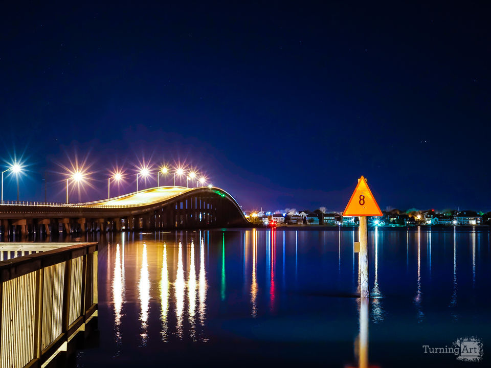 Bridge color lights water