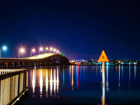 Bridge color lights water