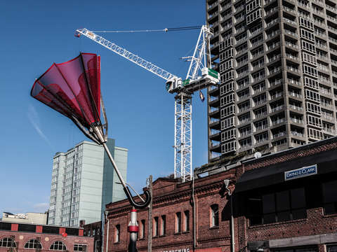 Crane over large umbrella