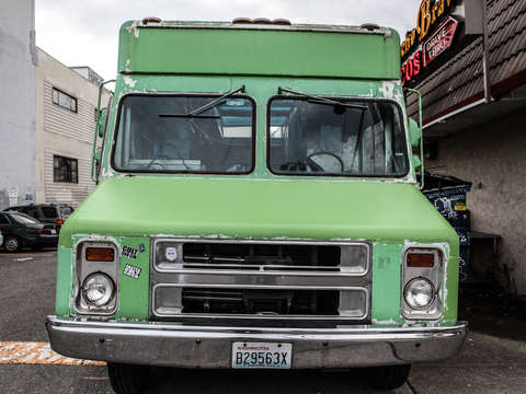 Lime green food truck