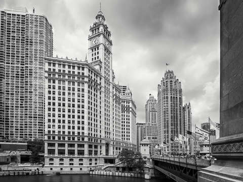 Wrigley building chicago black and white