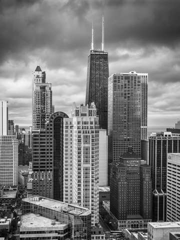 Streeterville from above black and white