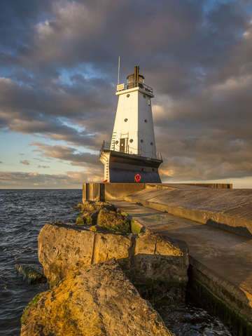 Ludington north breakwater lighthouse at sunrise