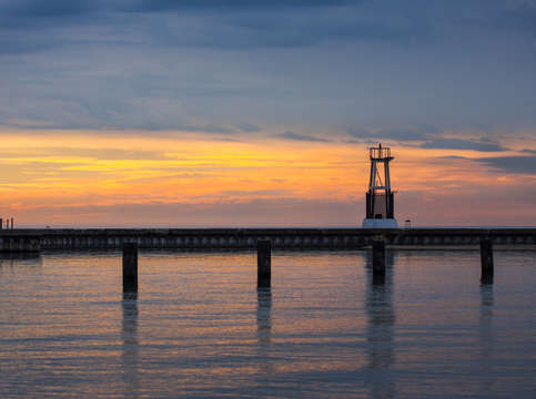 Chicago sunrise at north ave beach