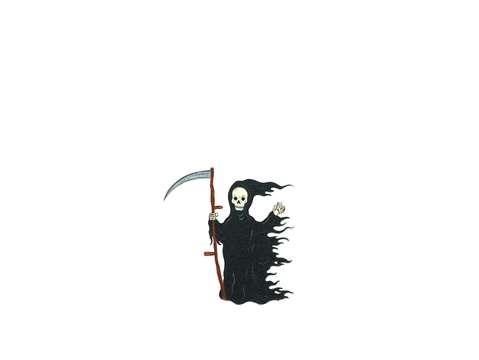 Grim reaper in a snowstorm