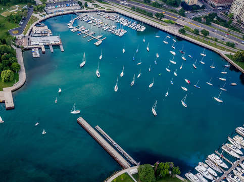 Belmont harbor aerial