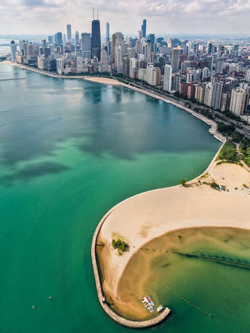 North avenue beach chicago aerial