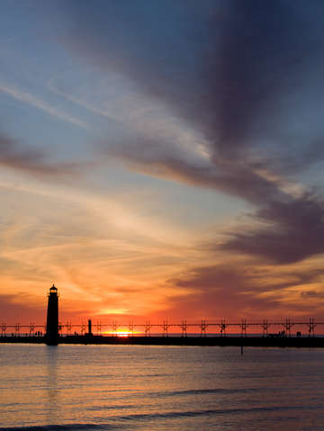 Lake michigan sunset with bold sky