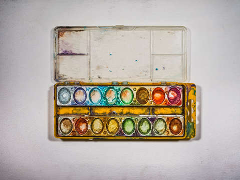 Empty watercolor paint trays