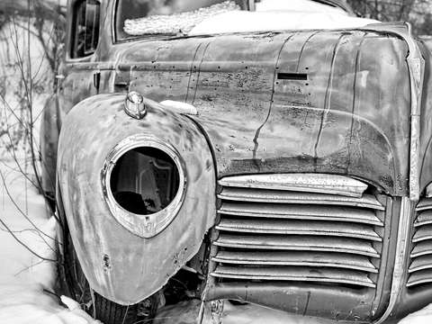 Old hudson in the snow