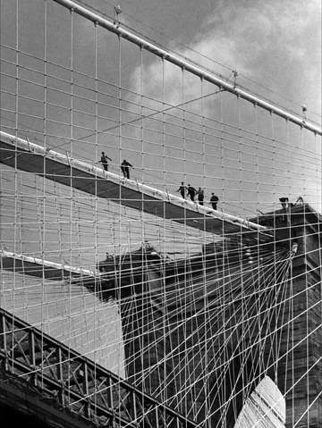 Workmen on brooklyn bridge