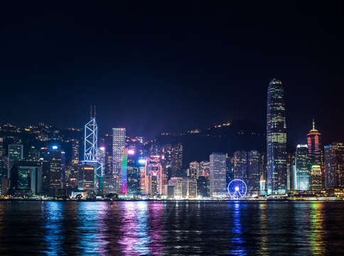 Hong kong skyline at night