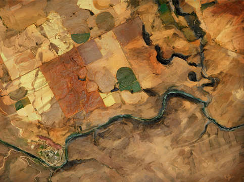 Maupin deschutes river aerial painting