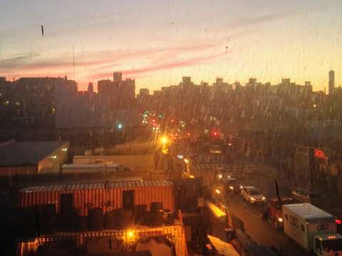 Manhattan nyc skyline at sunset