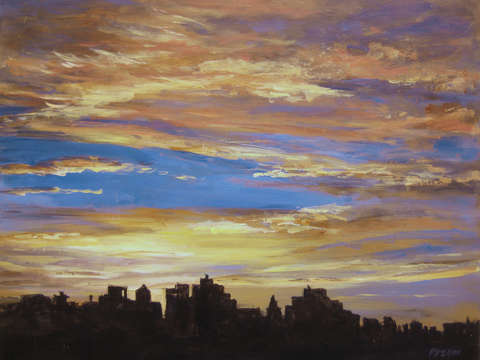 Bblue and yellow sunset this evening