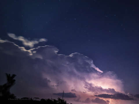 Desert storm at night
