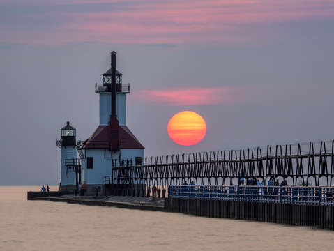 St joseph lighthouse at sunset