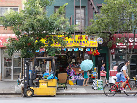 Biking through the lower east side manhattan