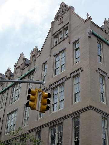 Lower east side building with traffic signal