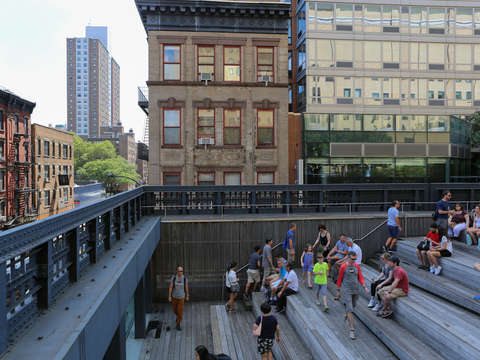 Sitting along the high line in chelsea nyc
