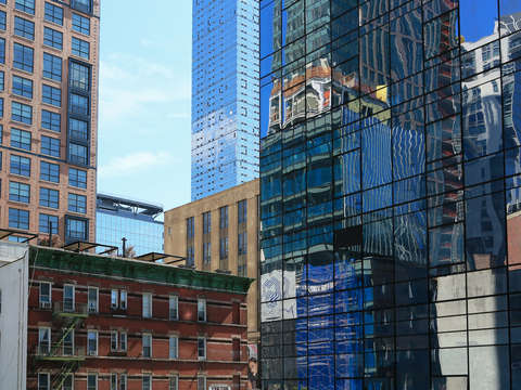 Chelsea patchwork buildings along the high line ny