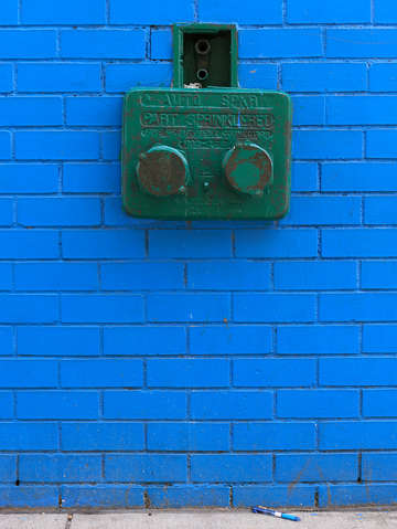Blue wall and a blue pen harlem nyc new york