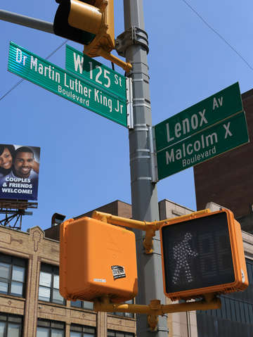 Street sign w 125th st harlem nyc new york