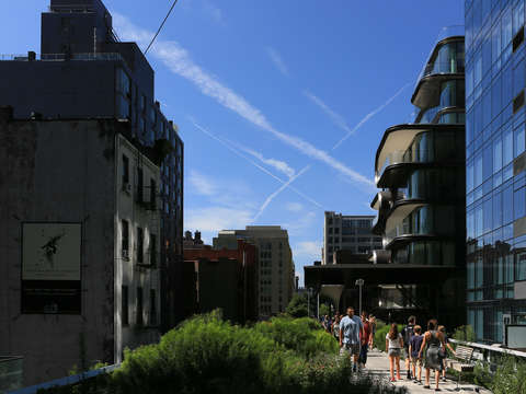 An x in the sky above the high line in chelsea nyc