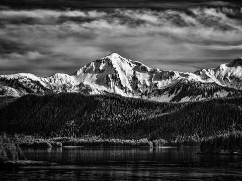Sun raking the tongass mountains alaska