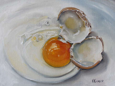 Cracked brown egg
